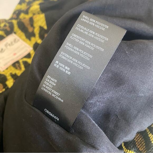 FREE PEOPLE Femme Fatale Long Moto Jacket Yellow Leopard Print Extra Small XS - Picture 11 of 12